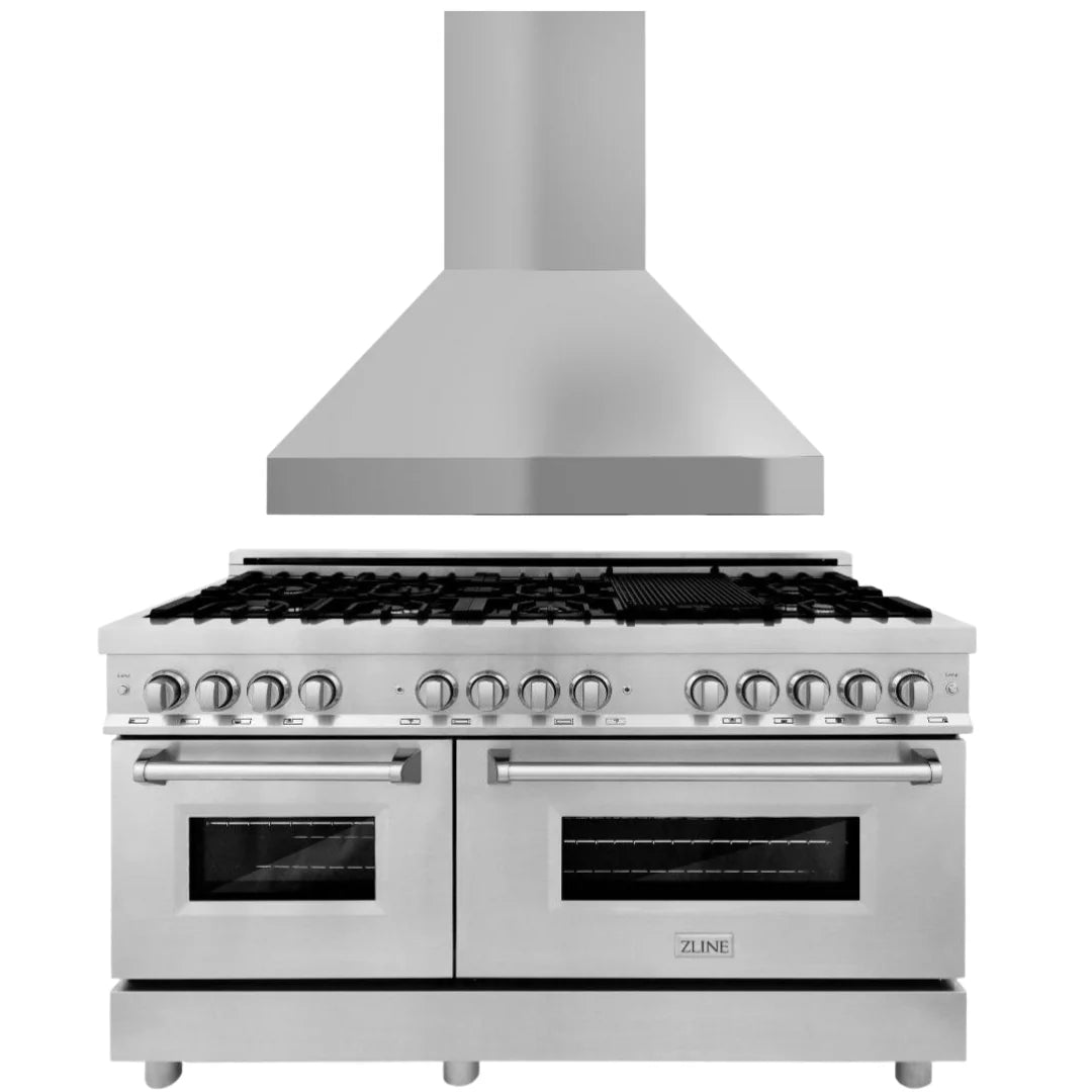 60 in. Dual Fuel Range & Range Hood Appliance Package P15468
