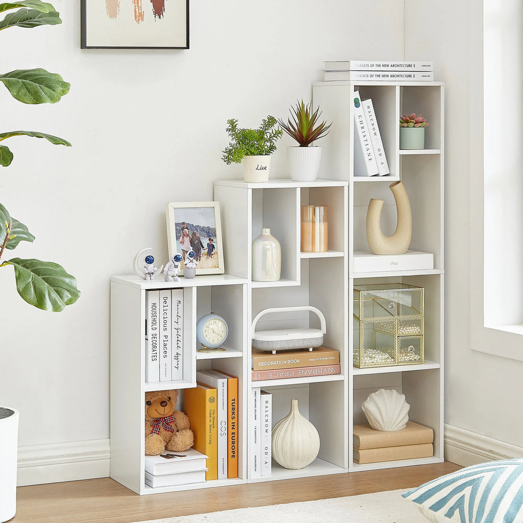 White 2-Tier Wood Bookcase Set of 2 G710014