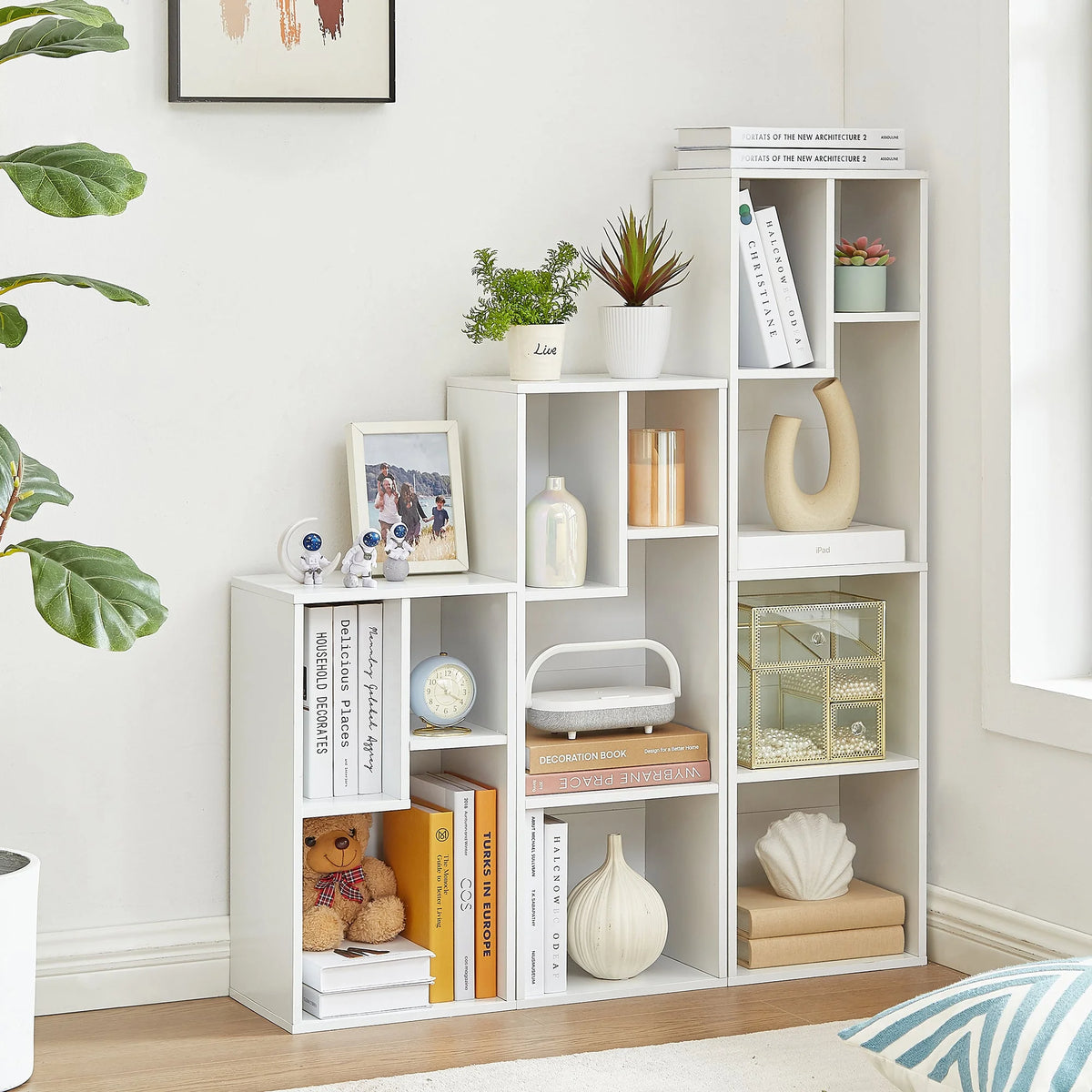 White 2-Tier Wood Bookcase Set of 2 G710014