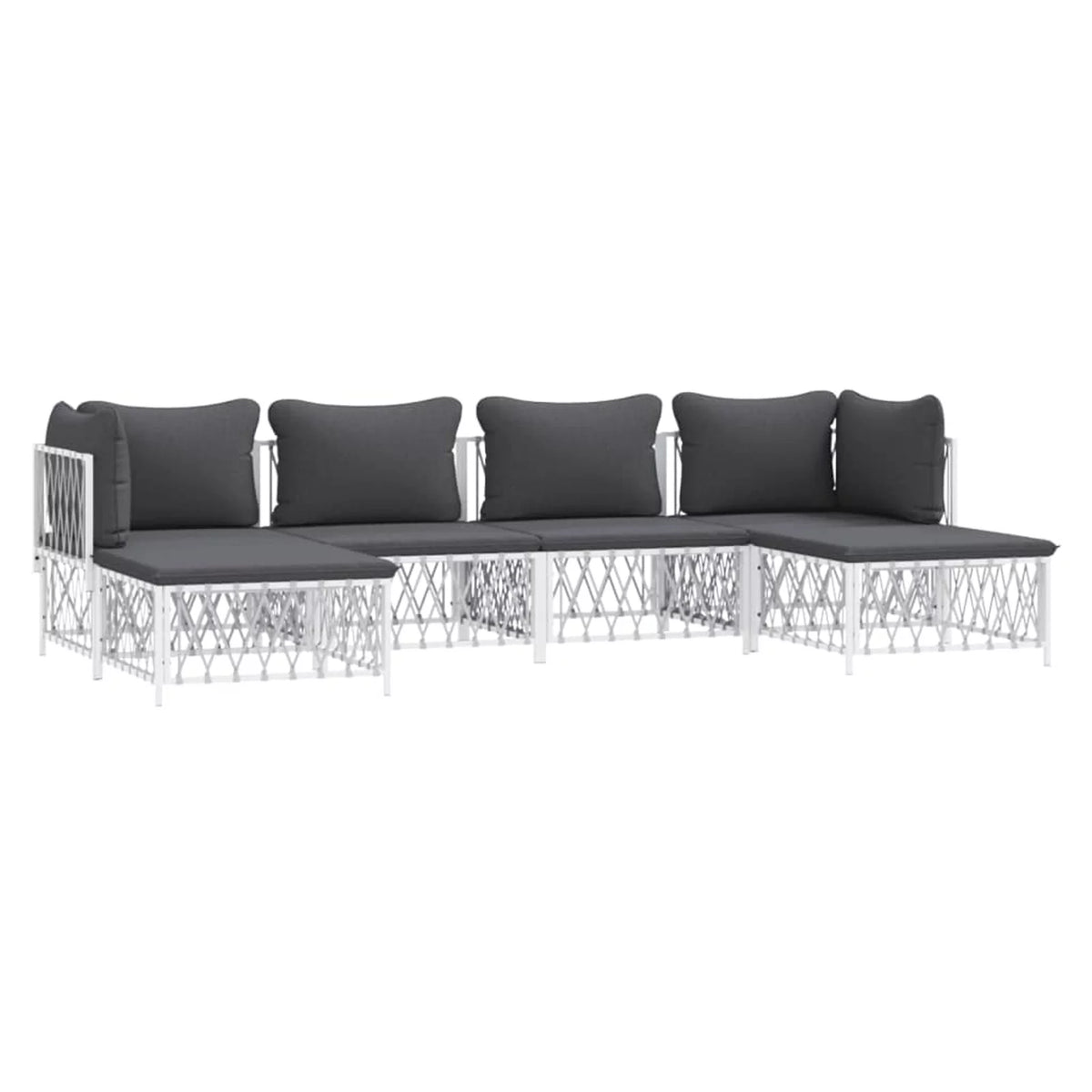 6 Piece Patio Set with Cushions White Steel T4003