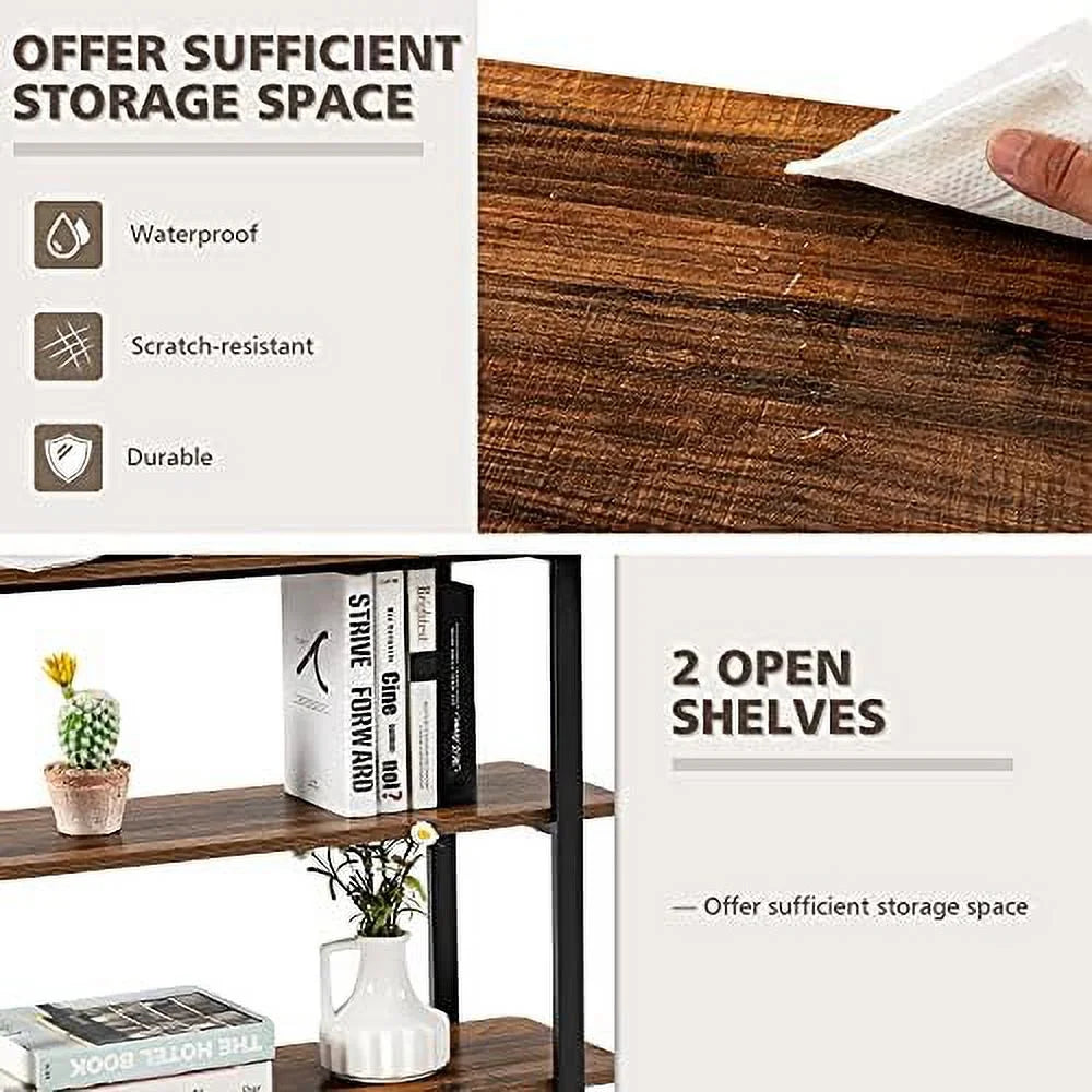 L-Shaped Corner Desk with 2-Tier Mobile End Table O3818