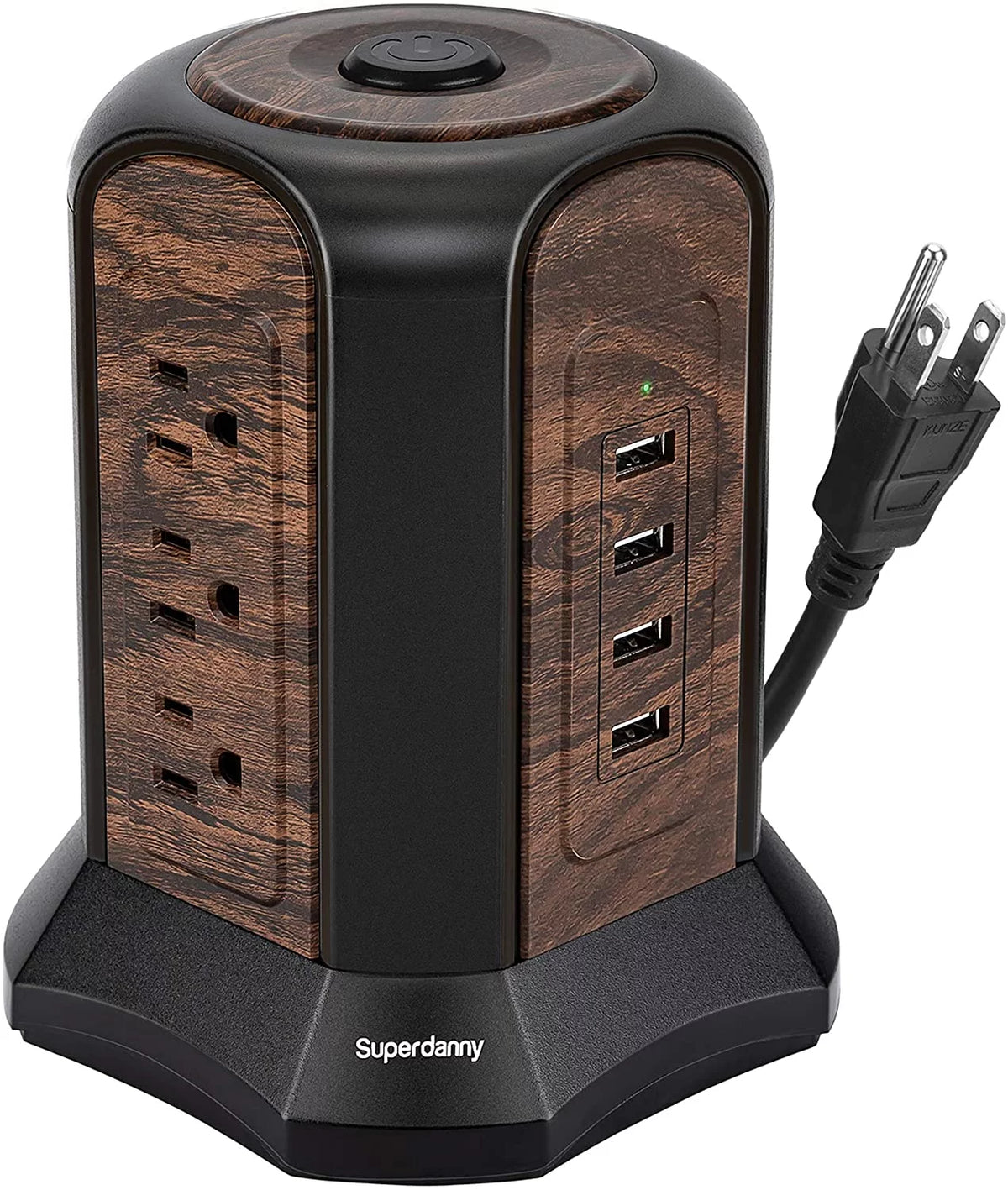 9 Outlets 4 USB Power Strip Tower Surge Protector 1080J with 10 ft Extension Cord F110