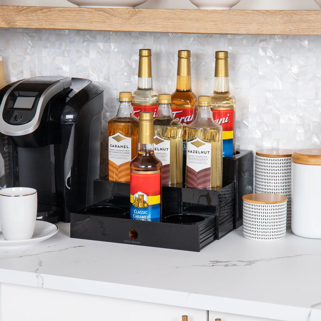 9 Compartment Black Syrup Bottle Holder H30157