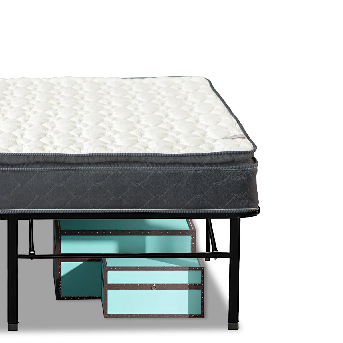 10-Inch Medium Pillow Top Hybrid Mattress and 14 Metal Platform Bed King T5912