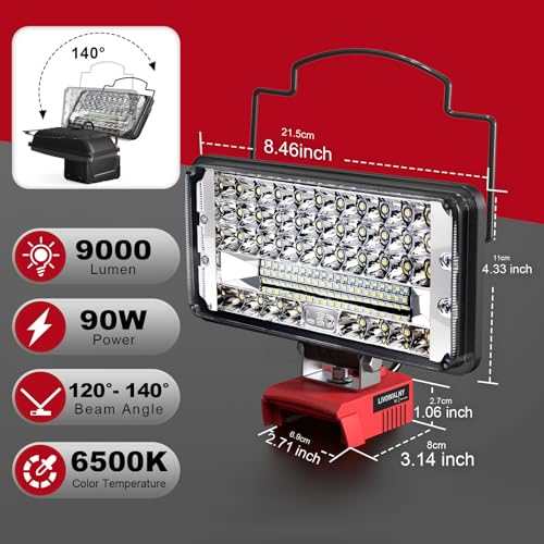 Portable LED Work Light 60W 6000LM Cordless Flood Lights U503033