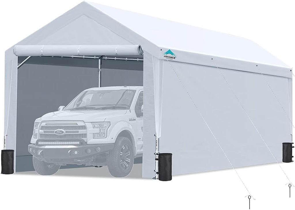 12x20 ft Heavy Duty Carport with Sidewalls and Doors J599512