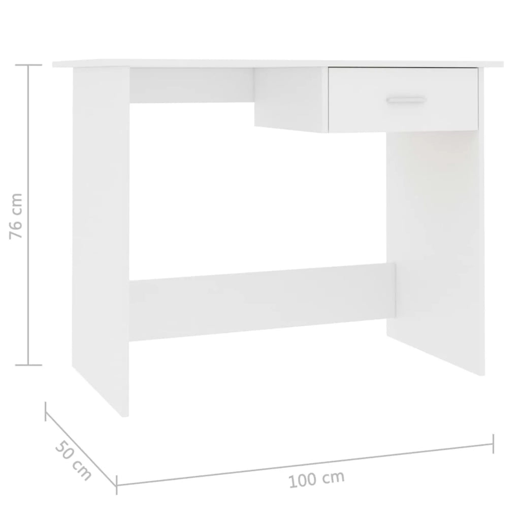 White Engineered Wood Computer Desk with Storage Drawer U979