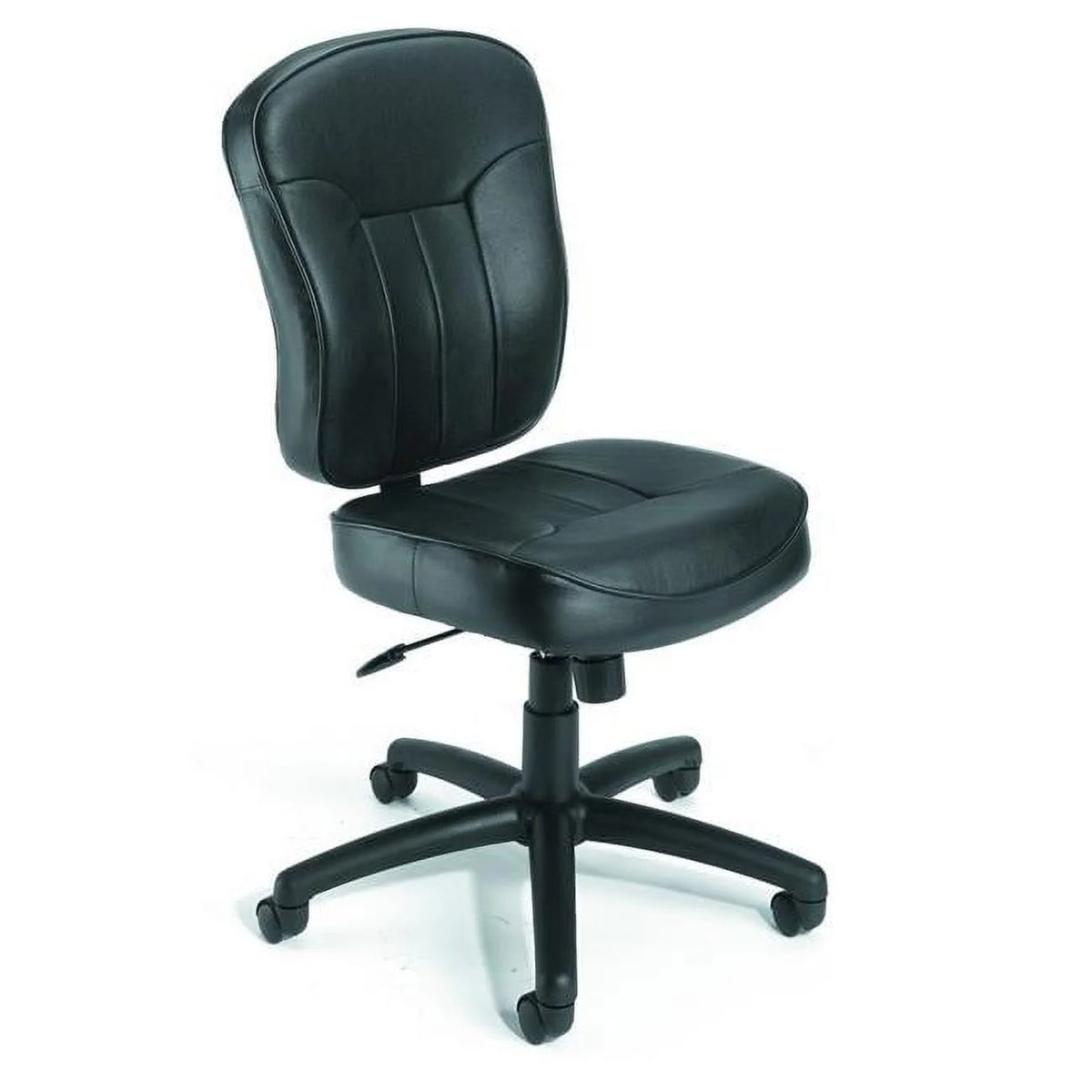 Black Leather Task Chair with Loop Arms M745