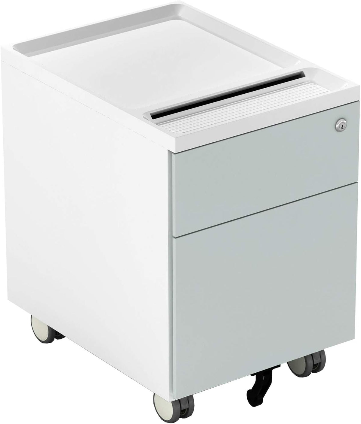 2 Drawer Metal File Cabinet with Lock and Casters V388762