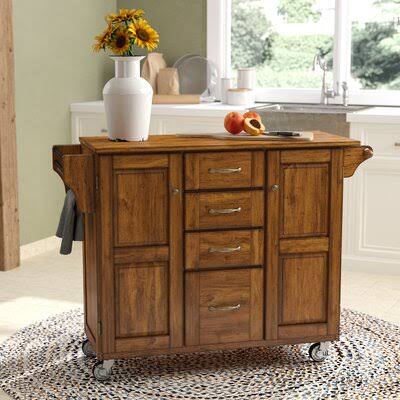 Kitchen Island with Solid Wood Top D419
