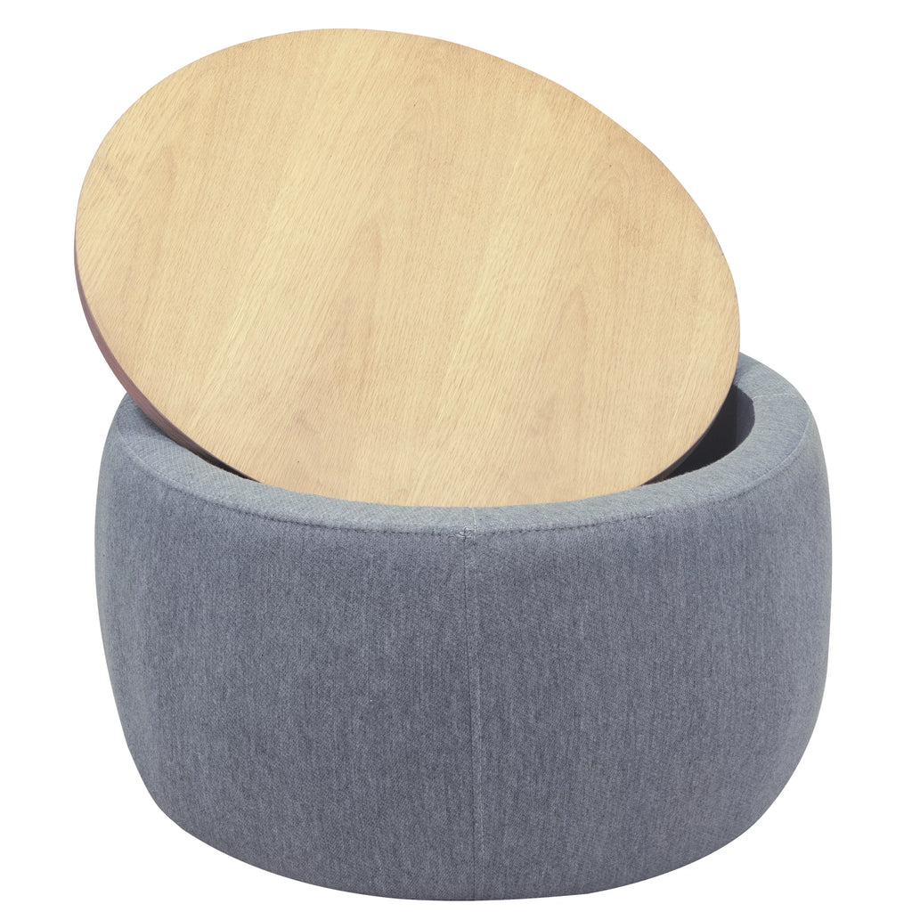 Dark Gray Round Storage Ottoman R6126