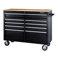 Black 9-Drawer Mobile Storage Cabinet with Solid Wood Top F272096