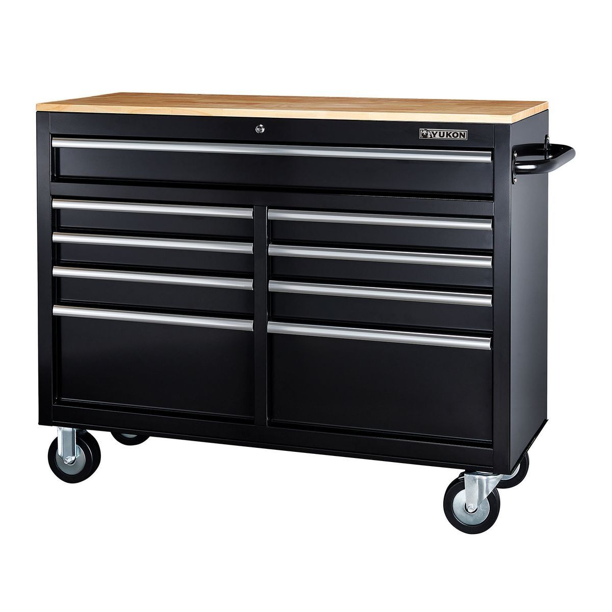 Black 9-Drawer Mobile Storage Cabinet with Solid Wood Top F272096
