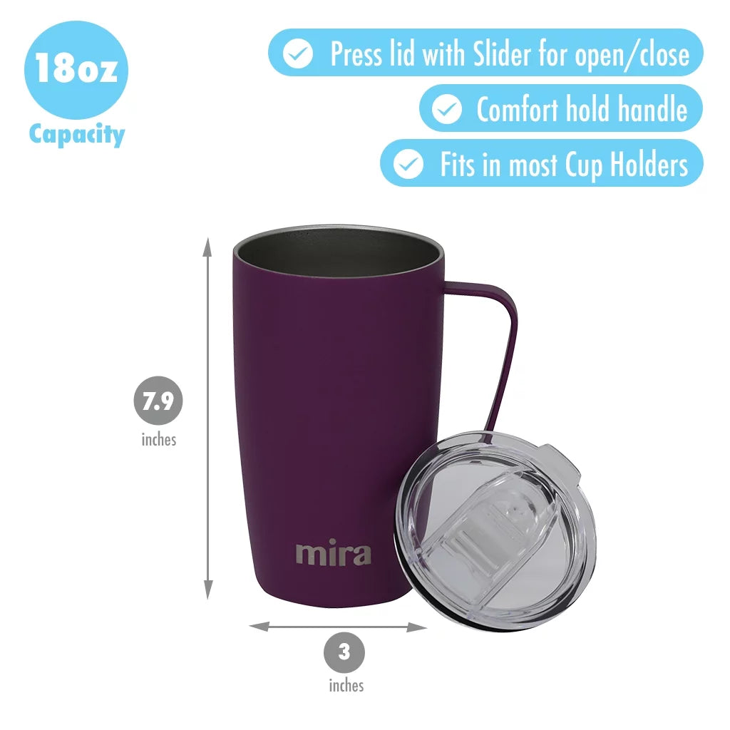 18oz Stainless Steel Vacuum Insulated Coffee Mug with Handle & Lid Z7231