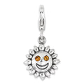 Sterling Silver Yellow Crystal Sun Charm Pendant with Lobster Clasp S866840
