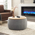 Dark Gray Round Storage Ottoman R6126