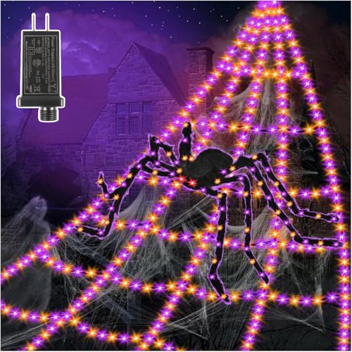 Halloween Decorations Lights with 4ft Spider, 8 Modes, Waterproof R16620