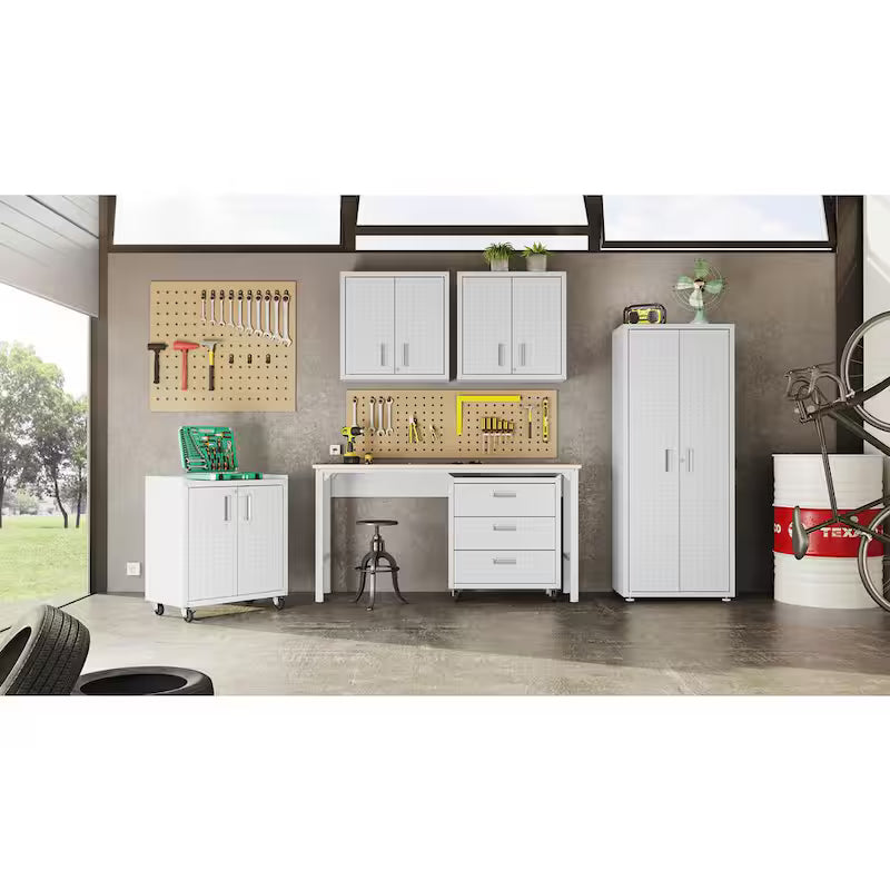 30 in. 2-Shelf Wall Mount Metal Garage Cabinet in White R556