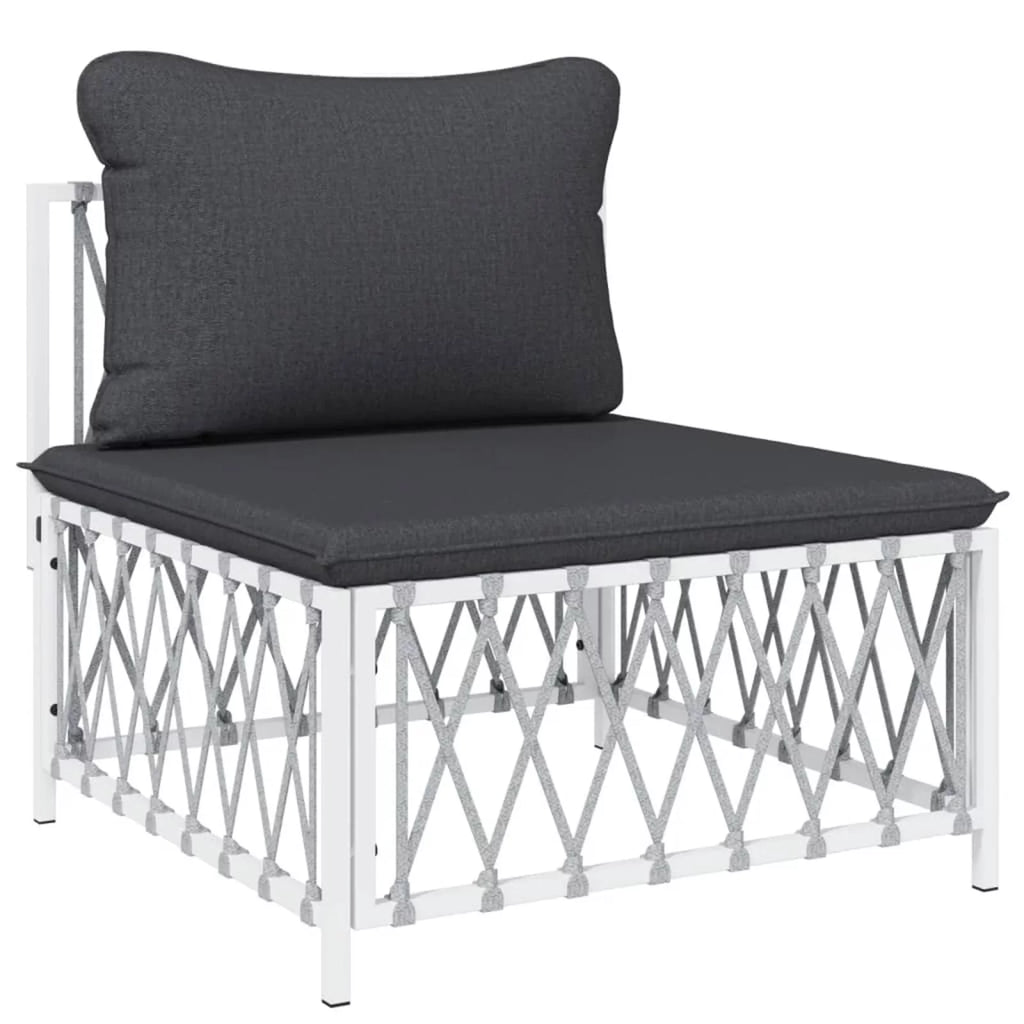 6 Piece Patio Set with Cushions White Steel T4003