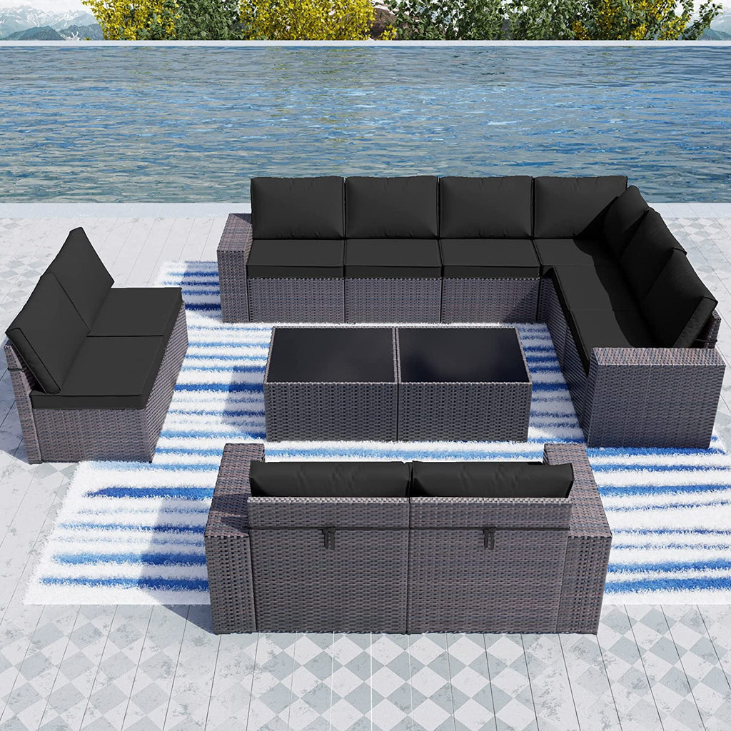 6 Piece Rattan Wicker Sectional Sofa Set N788