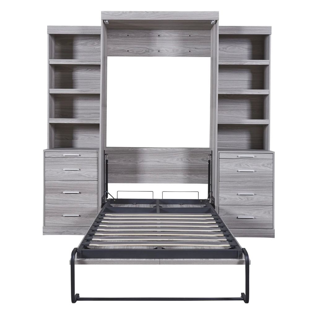 Twin Size Murphy Bed with Wardrobe and Drawers Y959