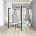 Black Steel Canopy Bed with Headboard M8767