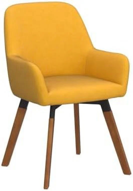 Yellow Linen Fabric Swivel Accent Chair with Solid Wood Legs A939968