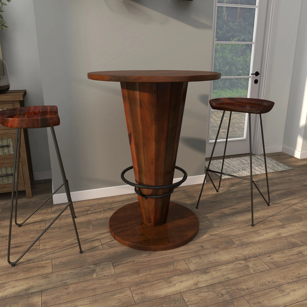 28" x 40" Brown Wood Bar Height Dining Table with Foot Rest B10129