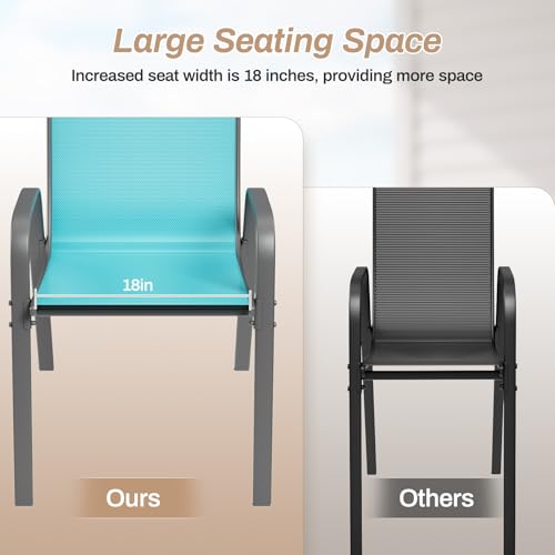 Black Stackable Textilene Patio Chairs with Metal Frame R960