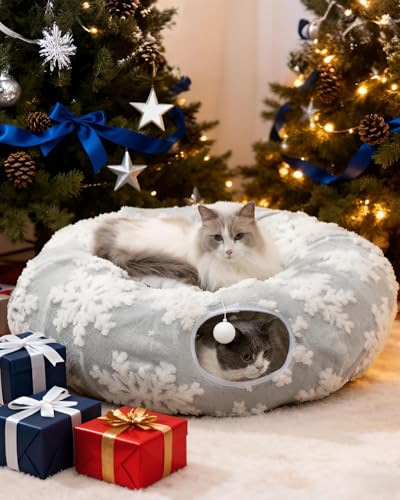 Cat Tunnel Bed with Plush Cushion N275098