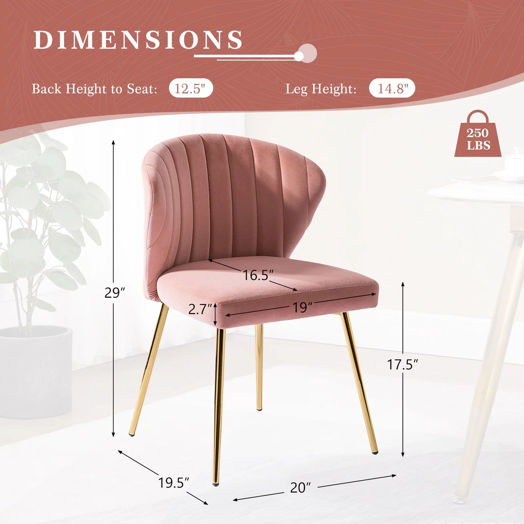 Pink Velvet Upholstered Accent Side Chair S7015