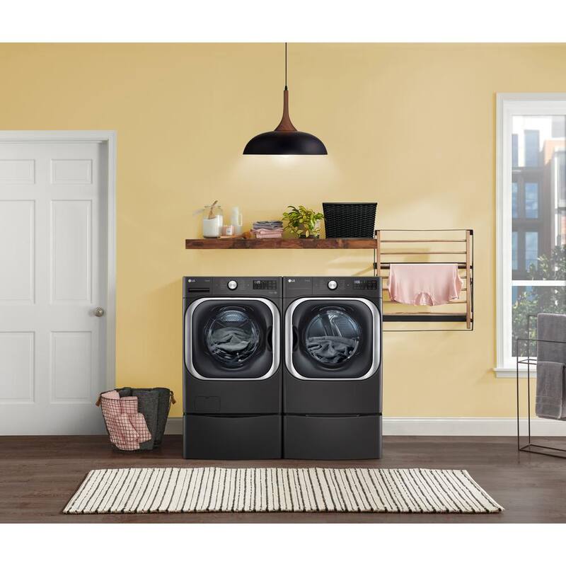 29 in. 1.0 cu. ft. Laundry Pedestal Washer in Black Steel U76597