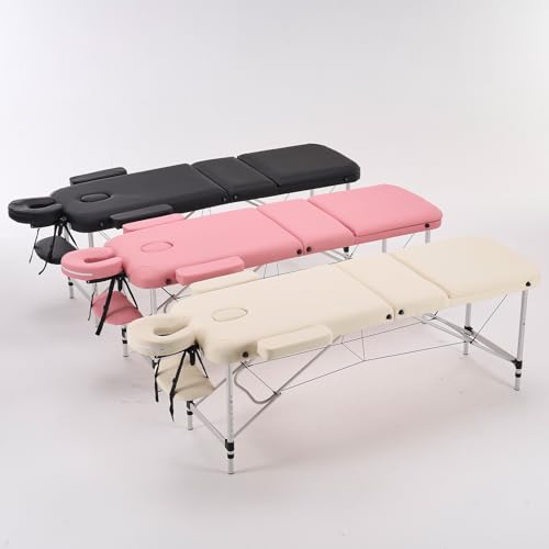Portable Aluminum Alloy 3 Folding Massage Table with Backrest White Z548