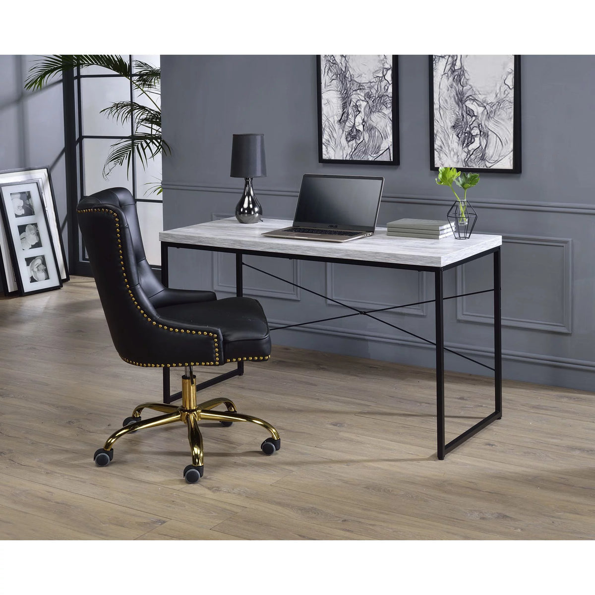Antique White & Black Desk A723