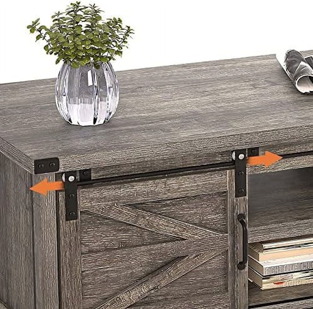 Farmhouse Coffee Table with Hidden Compartment and Cabinets Shelves Q97593
