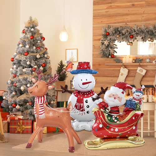 Christmas Party Decorations with Santa Claus, Snowman, & Christmas Tree Balloons V8595