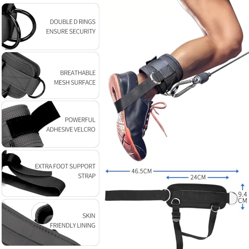 Cable Machine Attachment Set with Tricep Rope, V Bar, Double D Handle, Ankle & Wrist Straps T51146