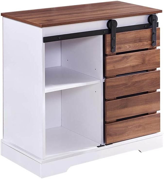 Small Wooden Storage Cabinet with Sliding Door and 2 Layer Shelf K181265
