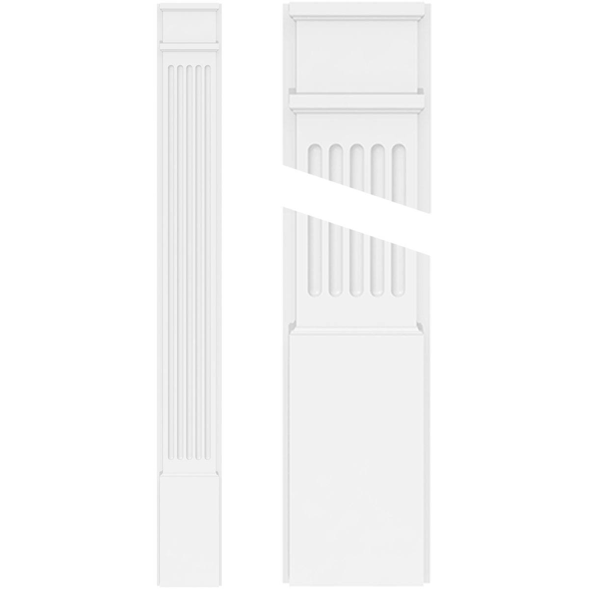 Fluted PVC Pilaster with Decorative Capital & Base (Pair) N2461