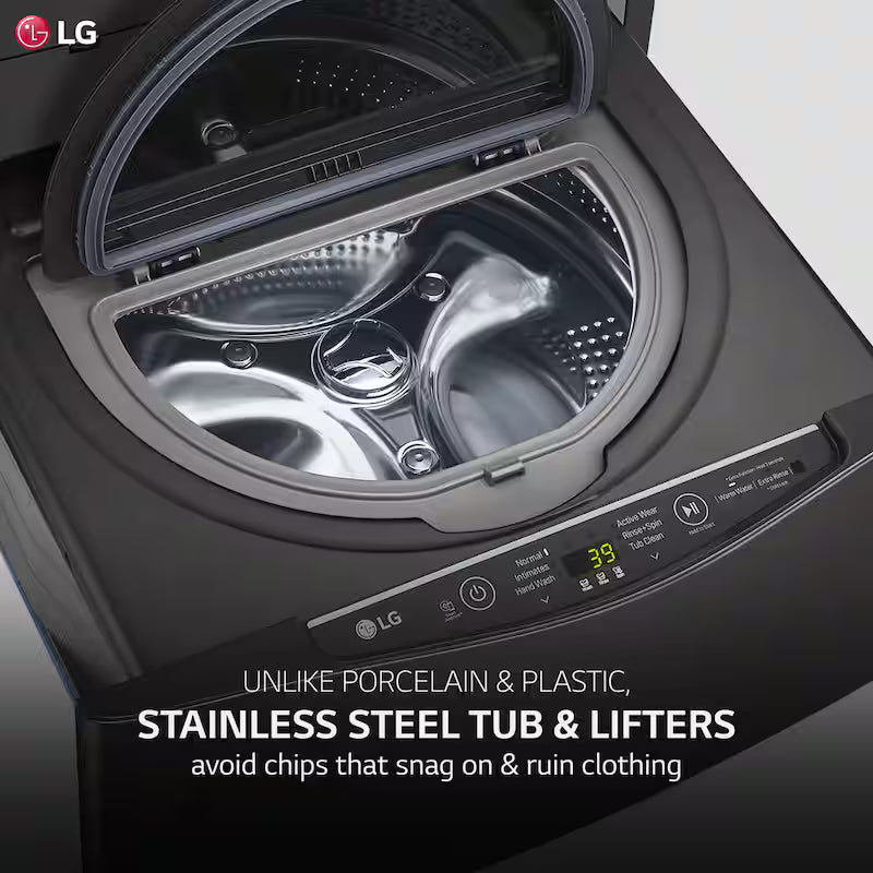 29 in. 1.0 cu. ft. Laundry Pedestal Washer in Black Steel U76597