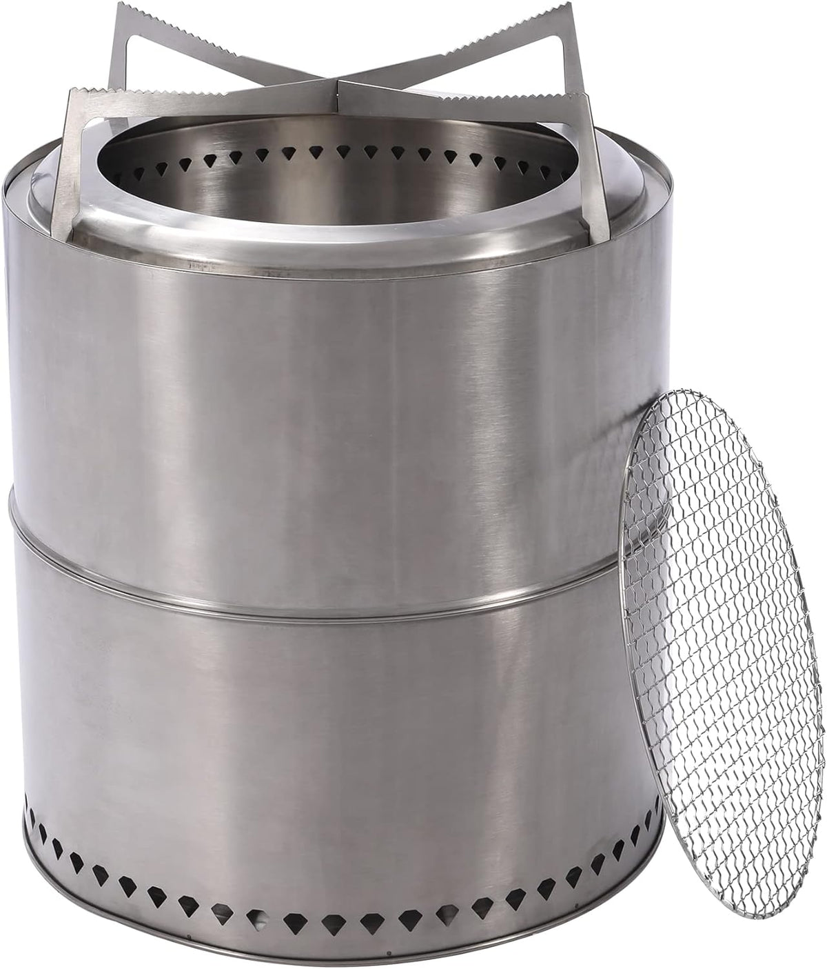 16” Stainless Steel Wood Burning Fire Pit with Grill W155890