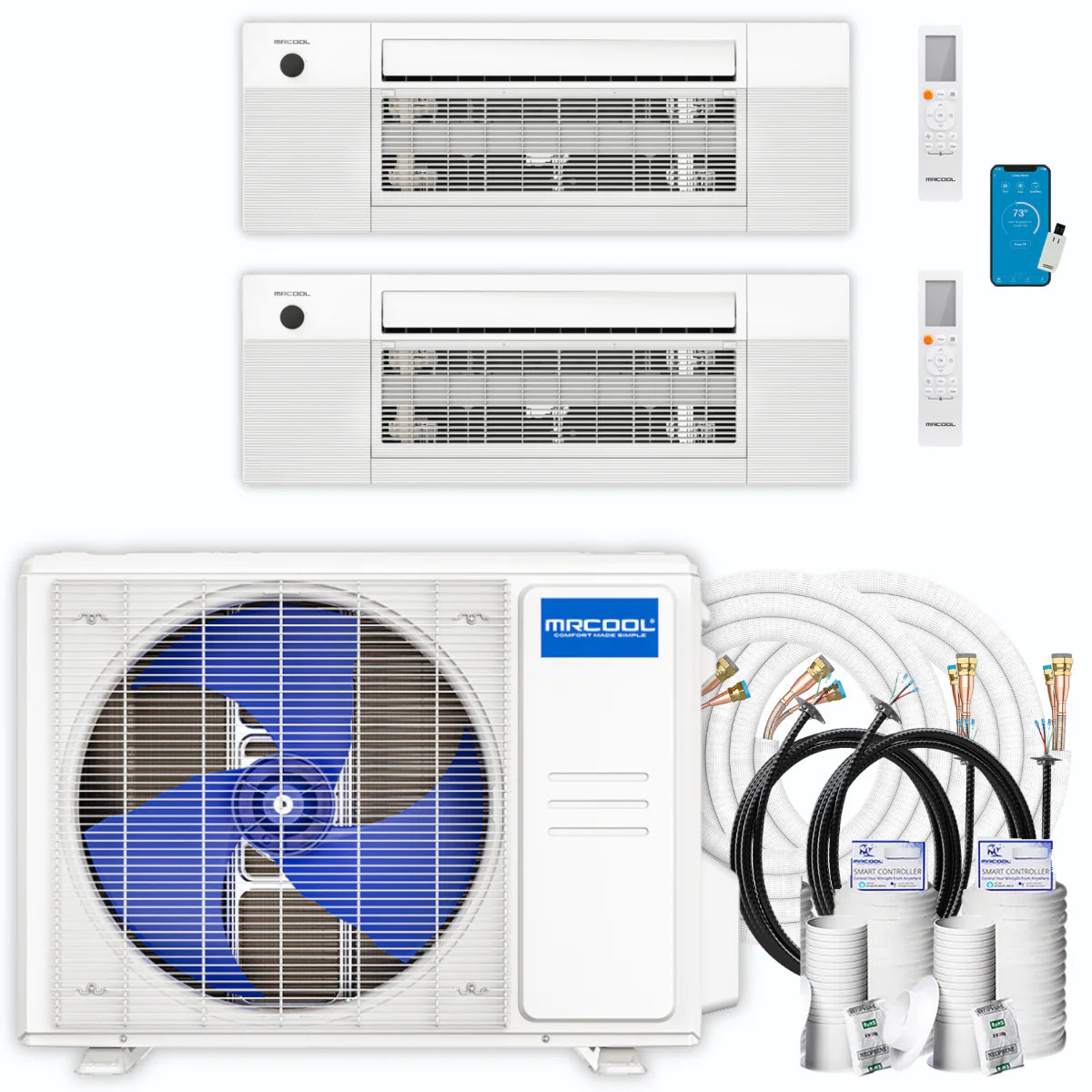 21,000 BTU 2 Zone Ceiling Cassette Ductless Air Conditioner and Heat Pump L8479