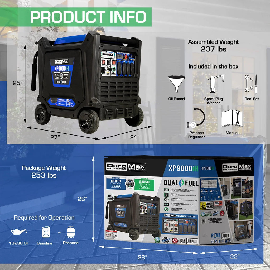 9000 Watt Dual Fuel Inverter Generator with CO Alert G6082