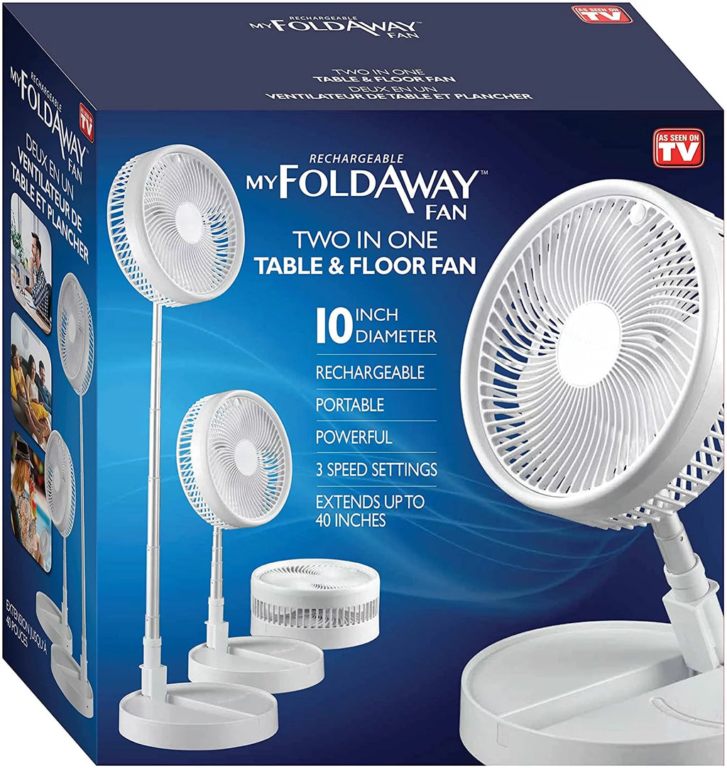 2-in-1 Adjustable Height 40 in. Foldable Portable Rechargeable Floor and Table Fan E4631