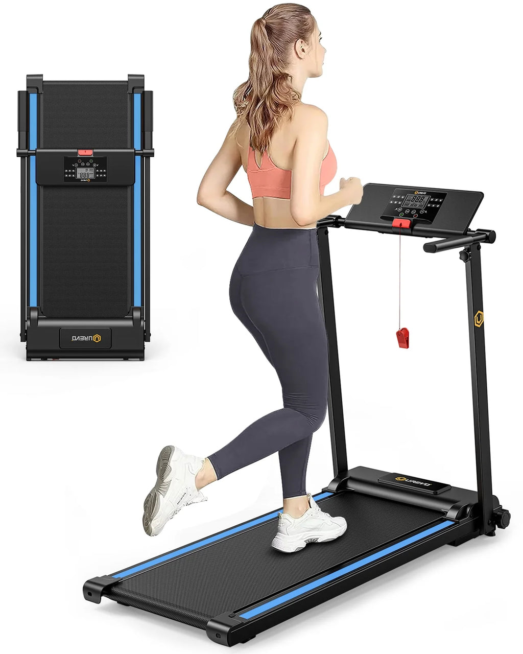 Folding Treadmill 2.25HP Portable Compact with 12 HIIT Modes A840004