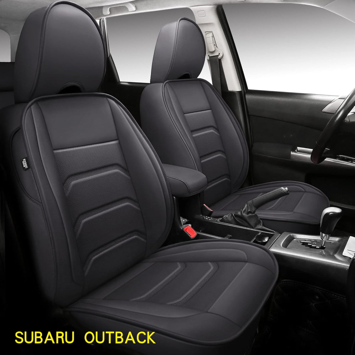 Black Faux Leather Full Set Car Seat Covers A759038