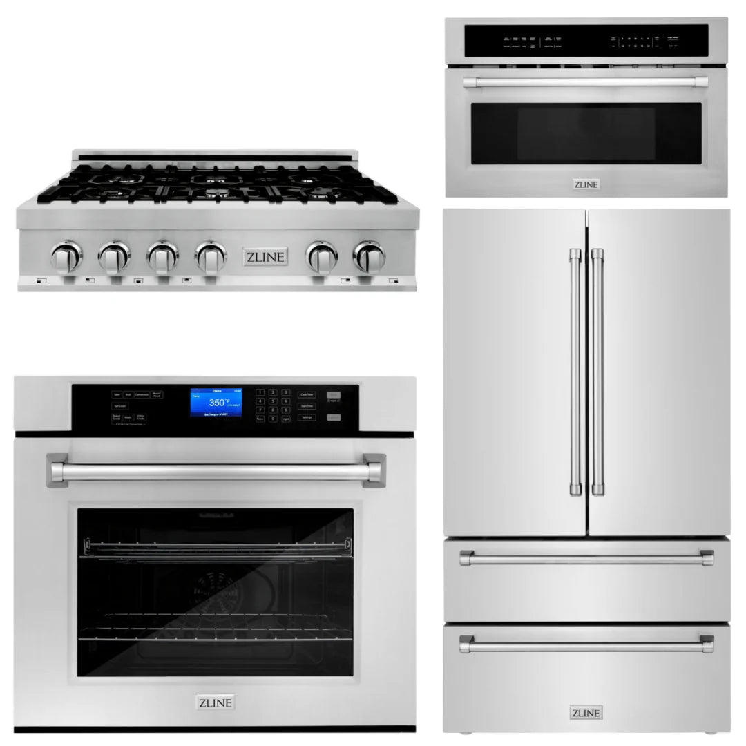 36 In. Rangetop, 30 In. Wall Oven, Refrigerator and 30 In. Microwave Oven in Stainless Steel Z298144