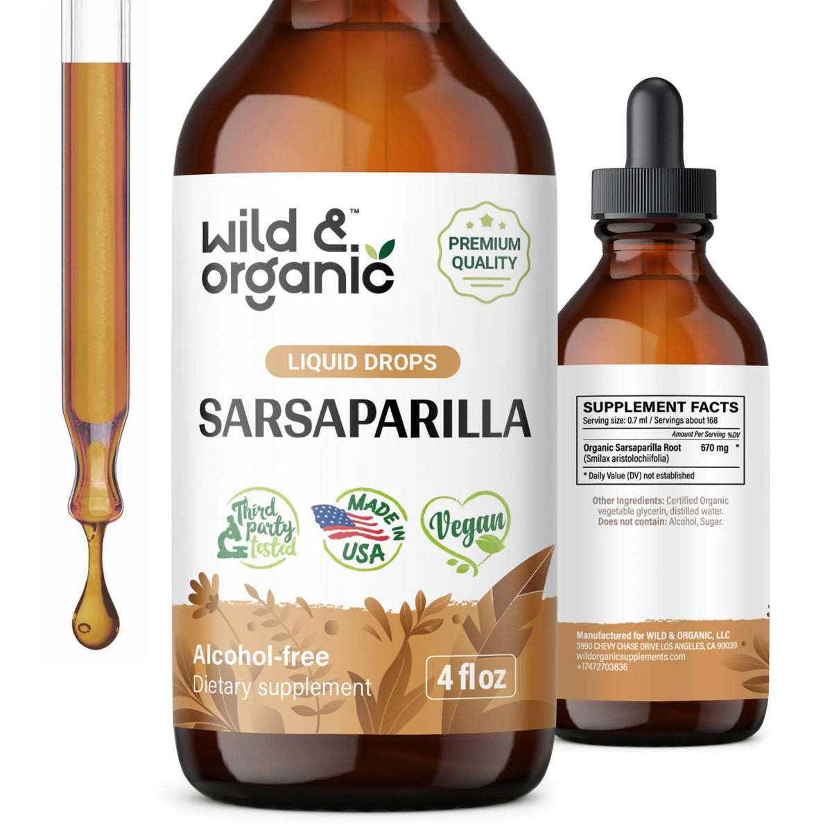 Organic Sarsaparilla Root Liquid Drops 4 fl oz S237478