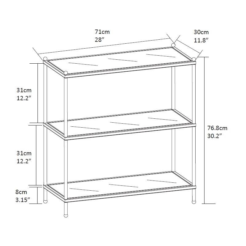 Three-Tier Bookcase in Clear Glass and Chrome A574