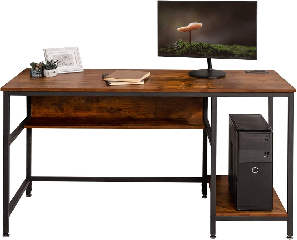 Black 47 Inch Computer Desk with Storage Shelves E680